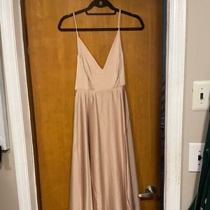 ASOS EDITION satin midi dress with tie back in caramel